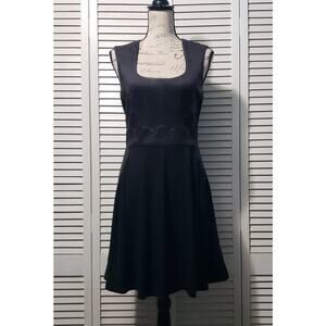 Liberty Garden Faux Suede Sleeveless Dress Womens Medium Black Faux Leather Trim